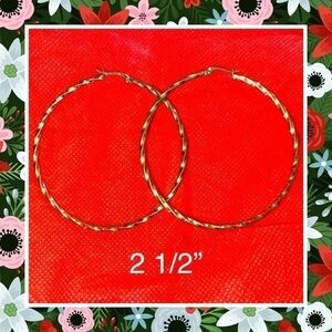 Nwt 2 1/2” twisted gold hoop earrings